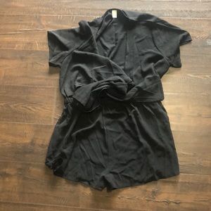 Black Front-Tie Romper, Size Large